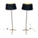 Pair of parquet floor lamps in faux-bamboo style in bronze and brass by Jacques Adnet.