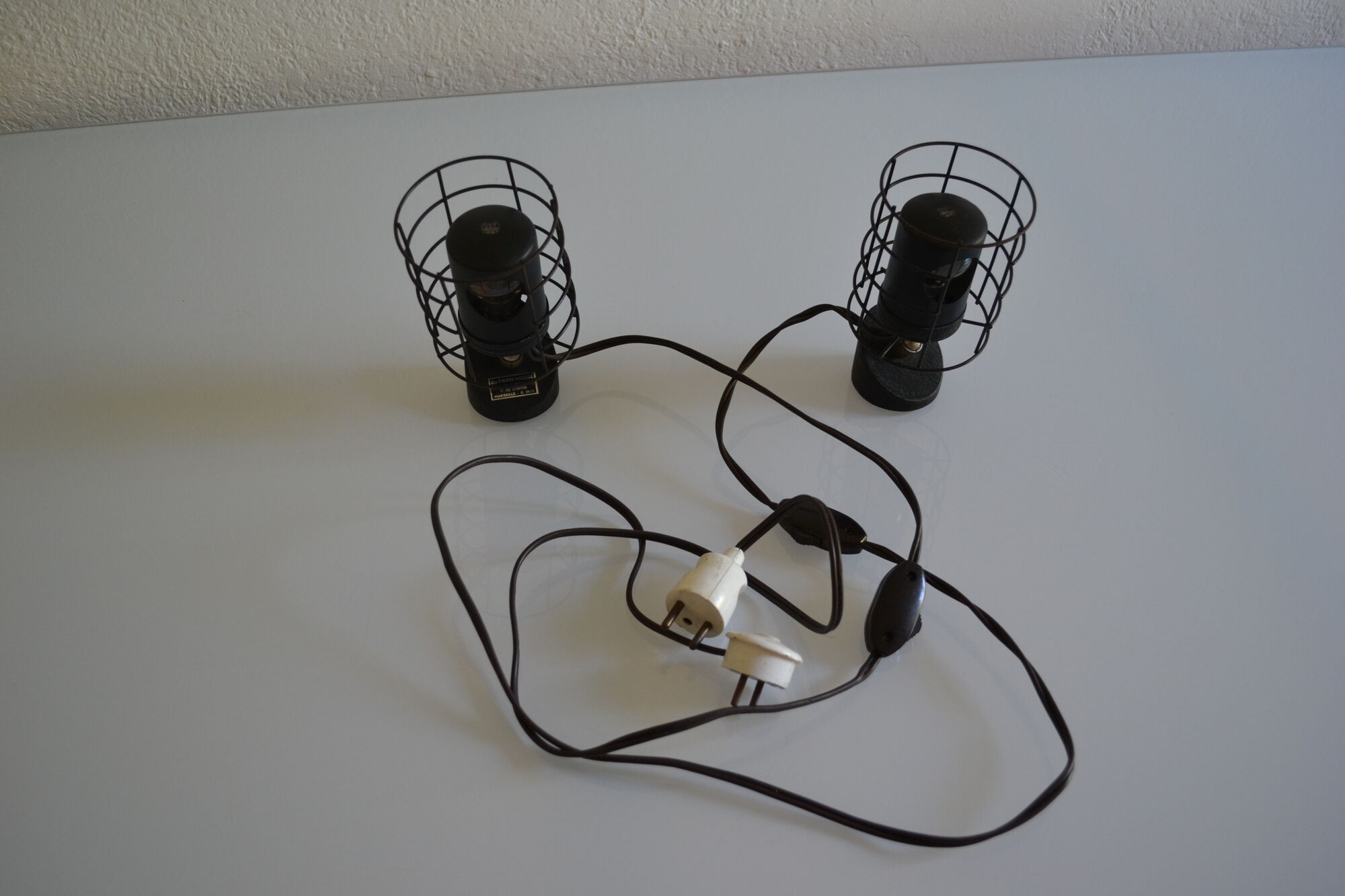 Paire de lampes vintage 50's de laboratoire bbt krauss