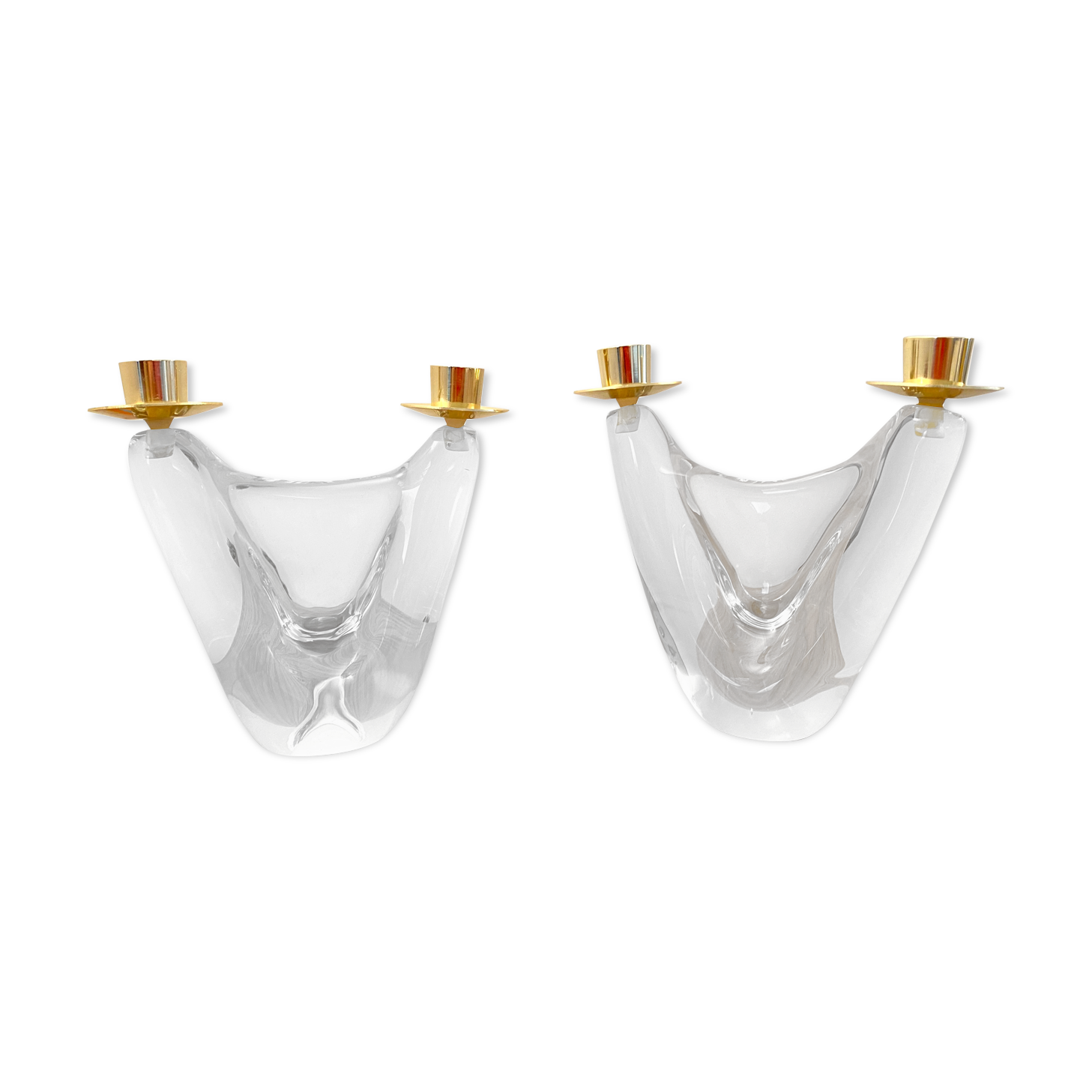 Pair of candlestick crystal Schneider France vintage 60s tbe