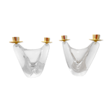 Pair of candlestick crystal Schneider France vintage 60s tbe