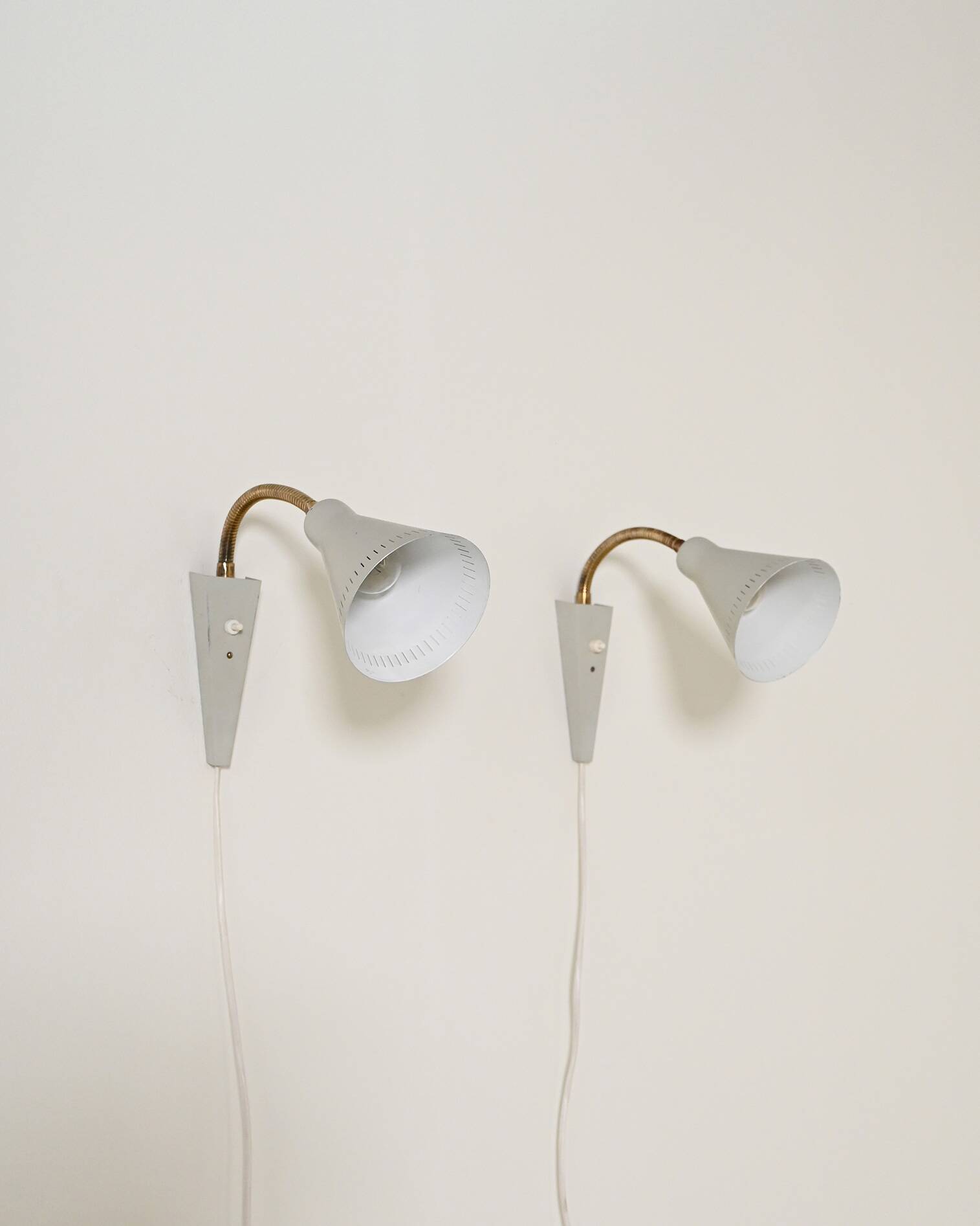 Pair of Scandinavian adjustable wall lamps, '50s