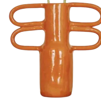 Orange elongated hodgepodge vase