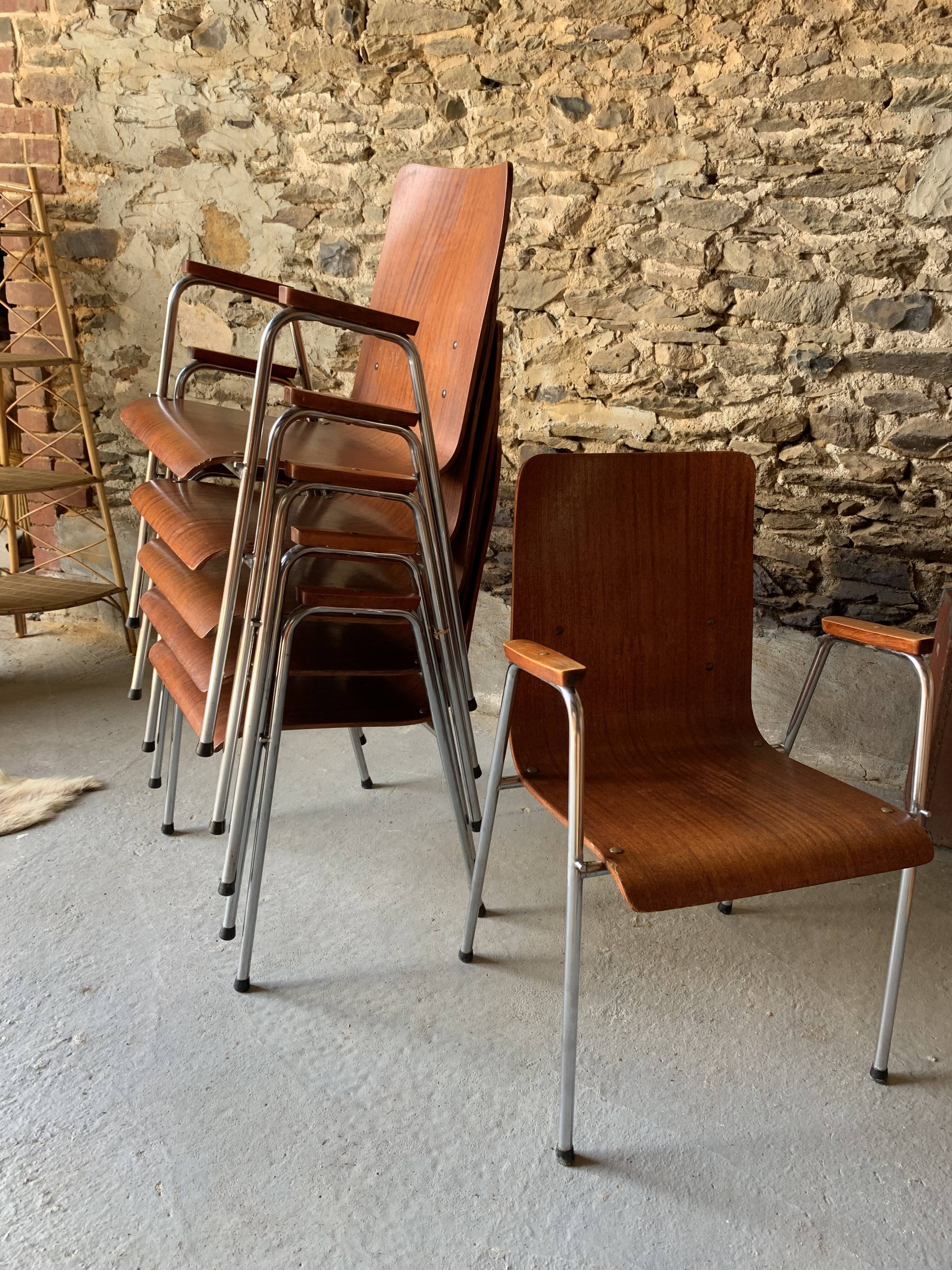 Set of 6 armchairs - Wood & metal -