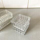 Wooden top and mirror and 8 glass ramekins