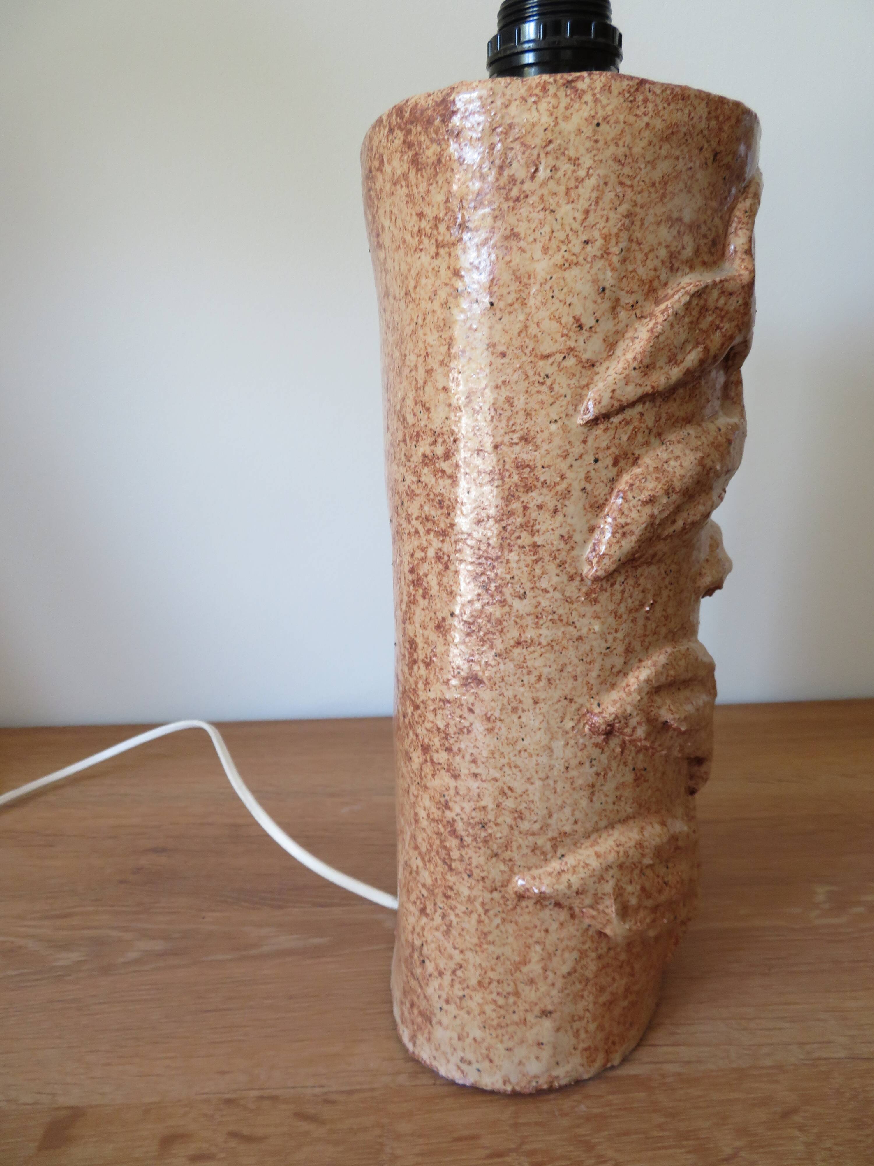 Large vintage glazed terracotta lamp base