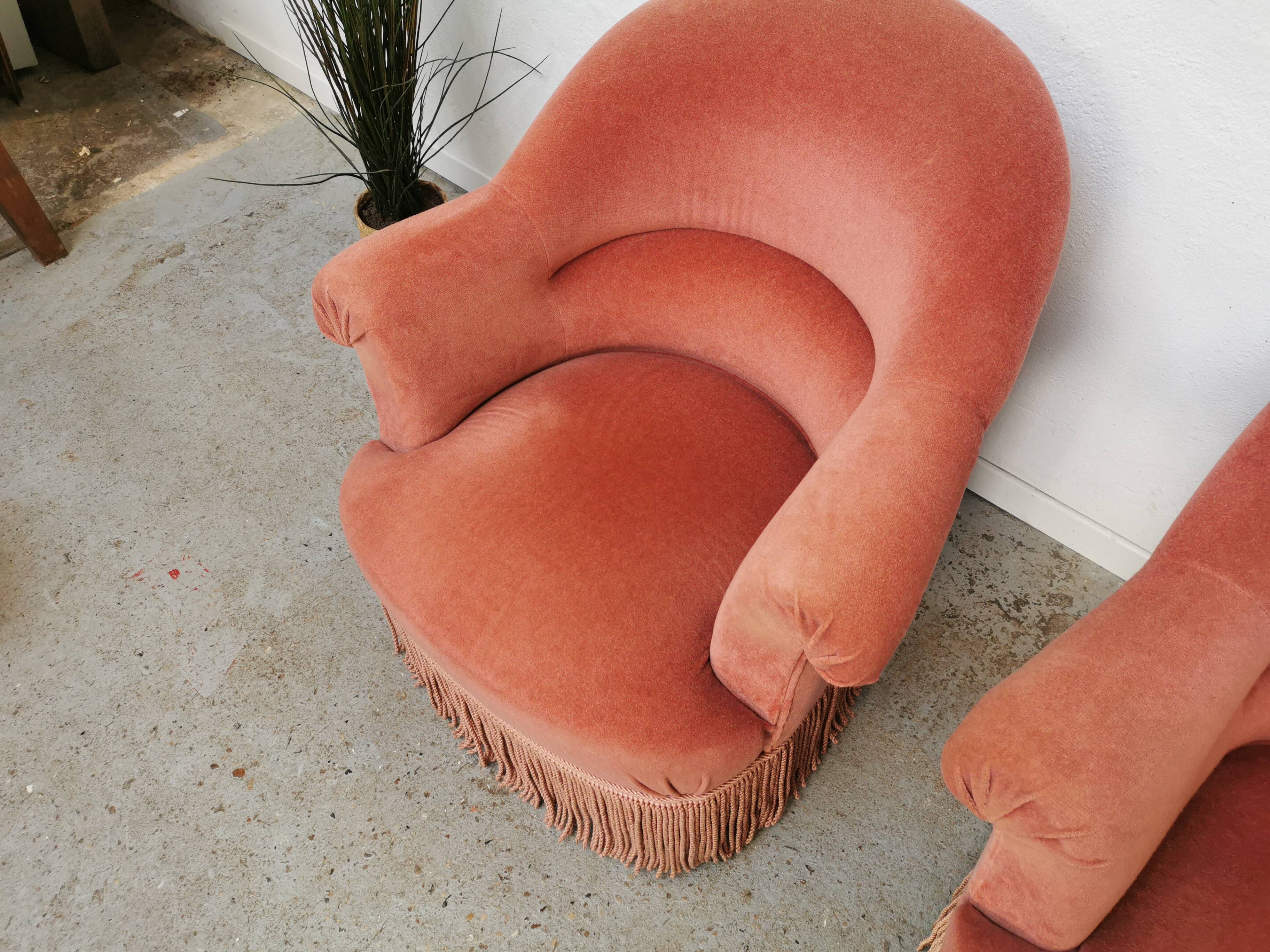 Paire de fauteuils crapaud vintage