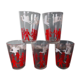 5 ancien verre vintage cigogne alsace