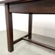 Solid pine workbench, grooved top, satin brown finish.