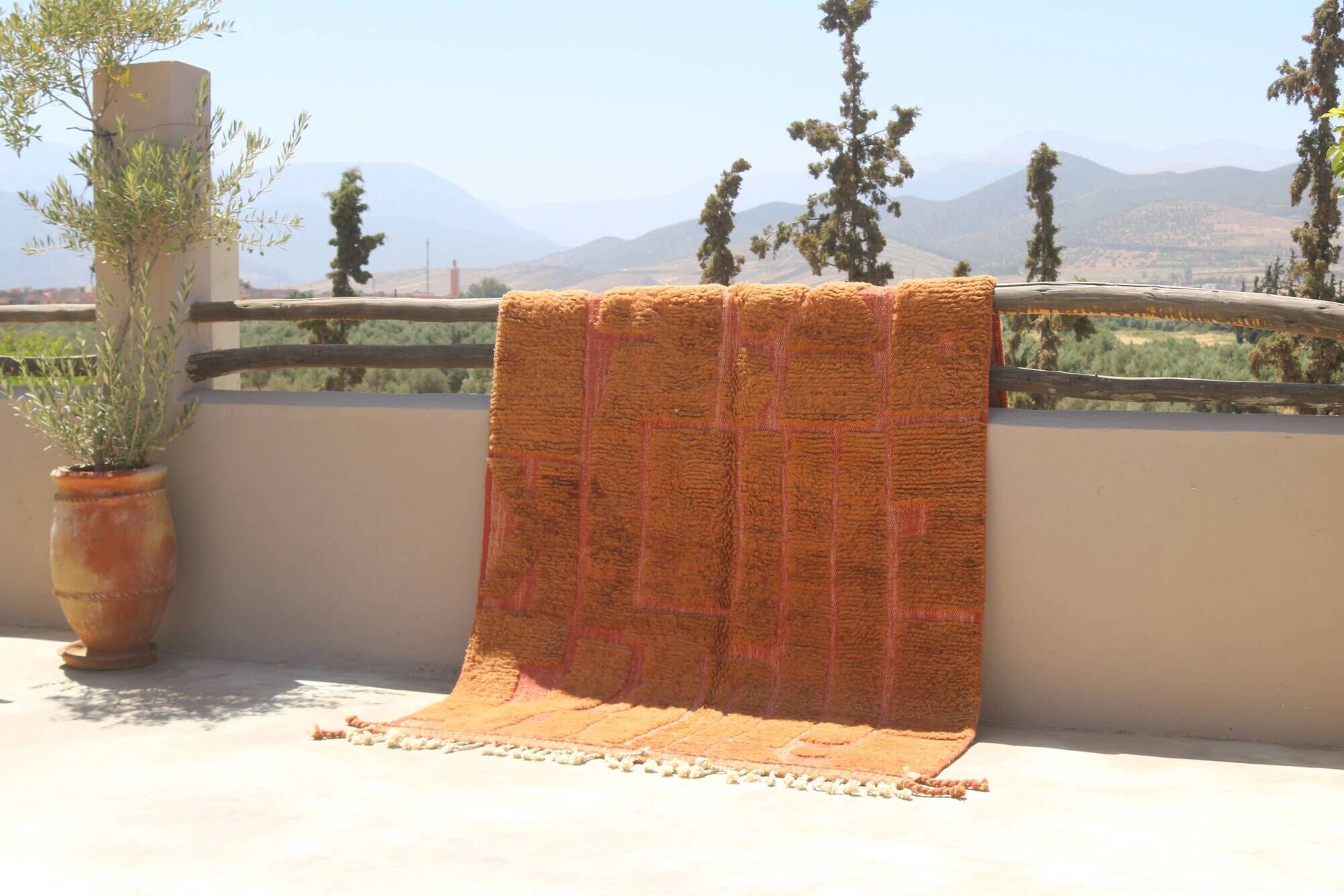 Handwoven Beni Ouarain rug 255×155cm – Terracotta & Clay - AZ821