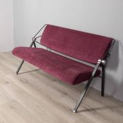 Vintage 70s burgundy fabric sofa Formanova design