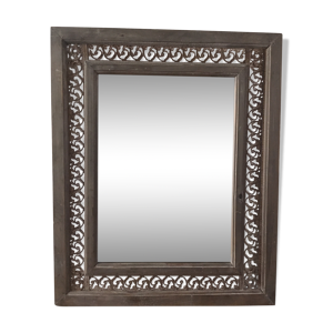Mirror encadré bois et zinc décoratif