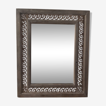 mirror framed wood and decorative zinc 46cm x 56cm