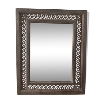 mirror framed wood and decorative zinc 46cm x 56cm