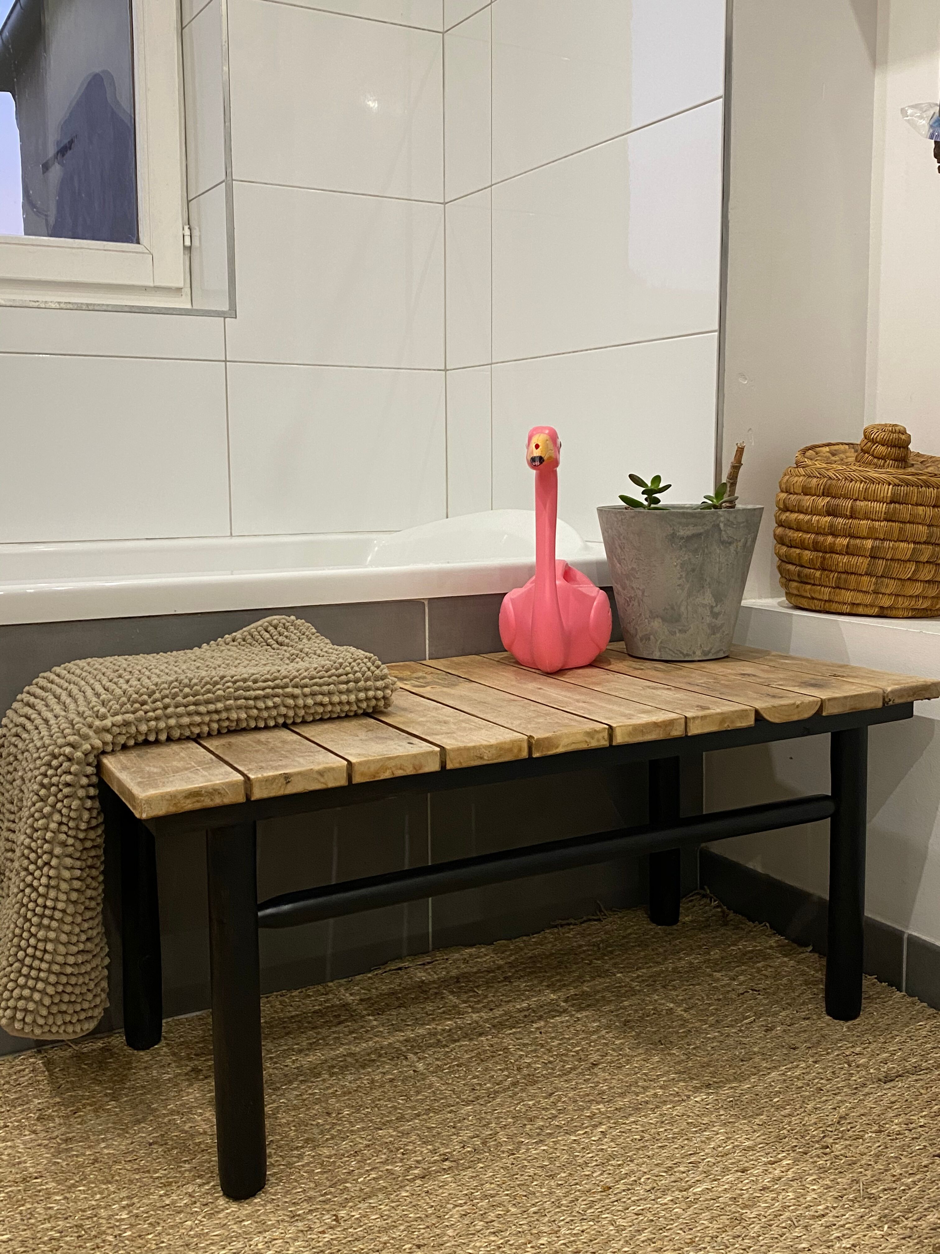 Banc bois brut noir