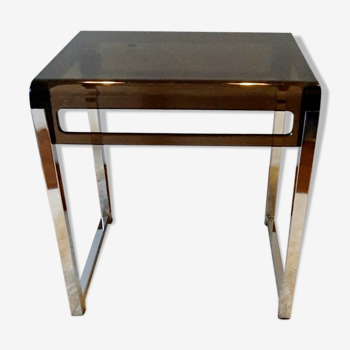Table d'appoint plexi et métal chromé