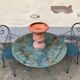 1 Table and 2 wrought iron garden chairs 1950 vintage