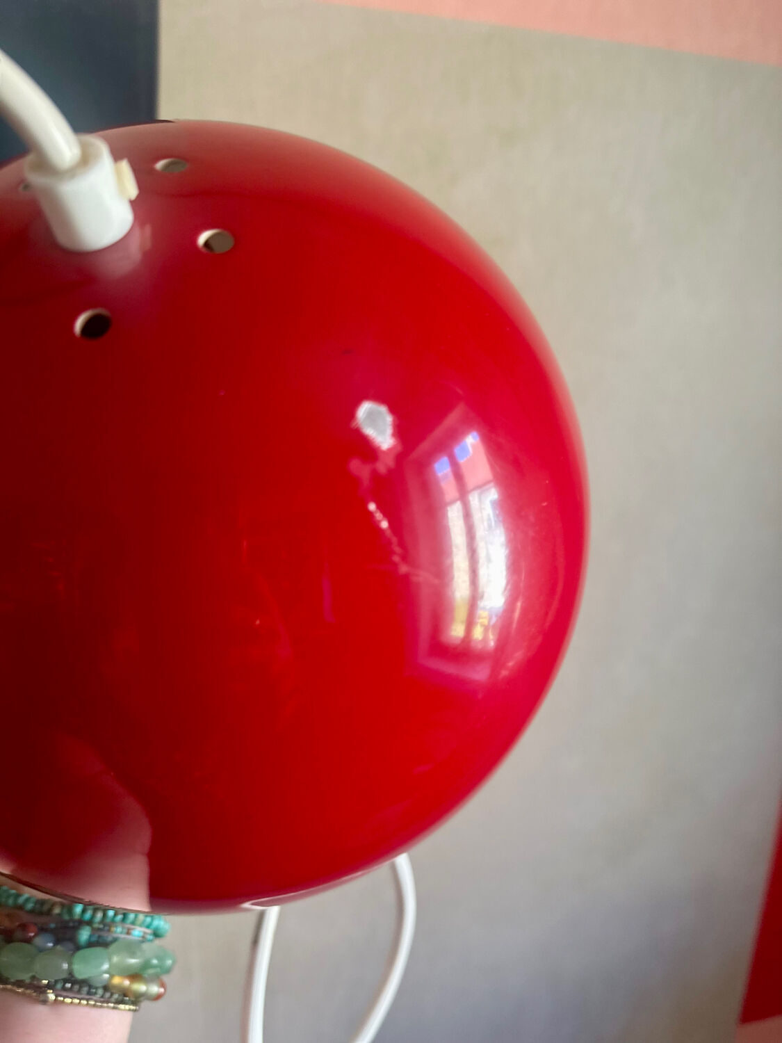Vintage 70s red ball chandelier