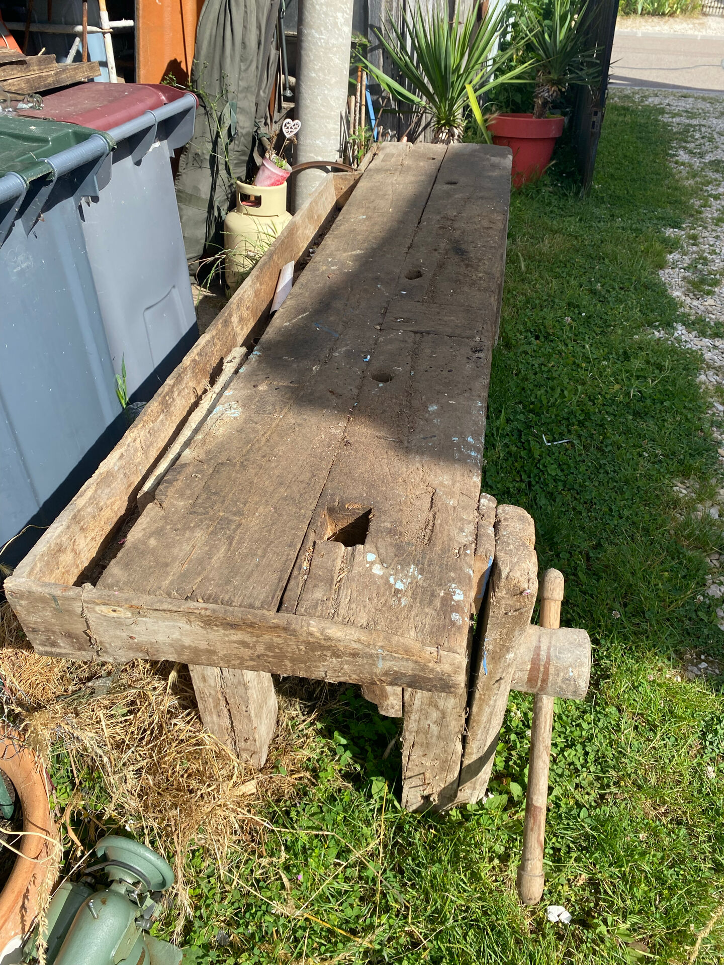 Old Solid Oak Carpenter's Workbench