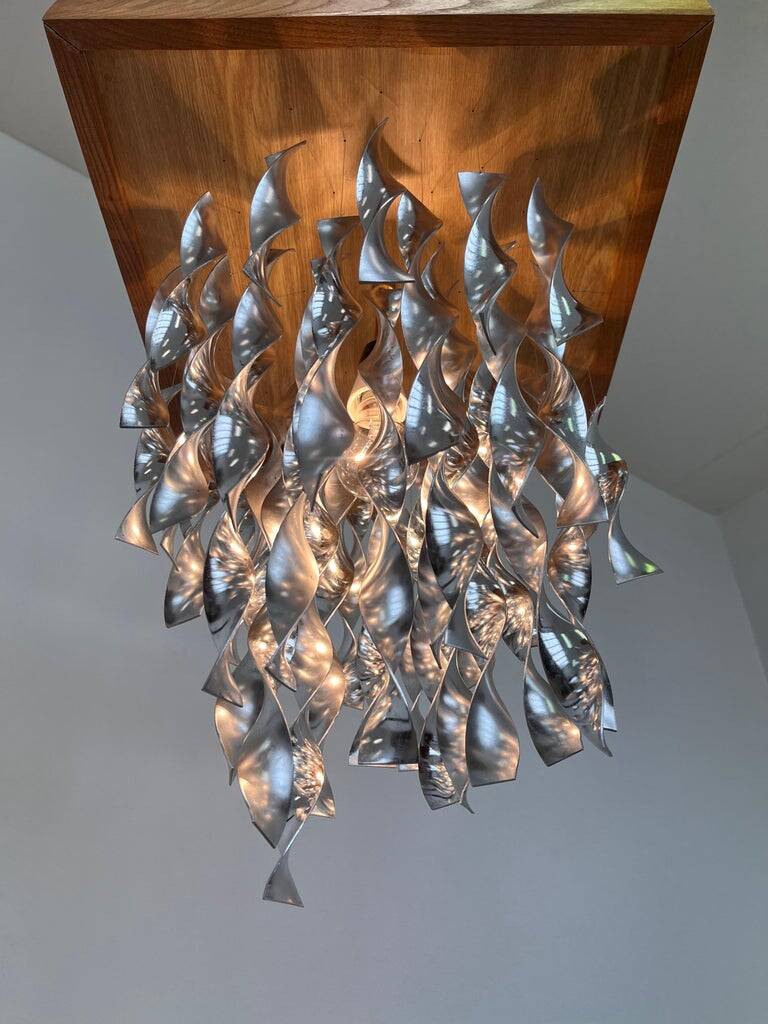Design aluminium space age ceiling light/pendant - Czechoslovakia/1960s - 3pcs.
