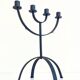 Mid-Century Minimalistic Black Wrought Iron Menorah Candelabra