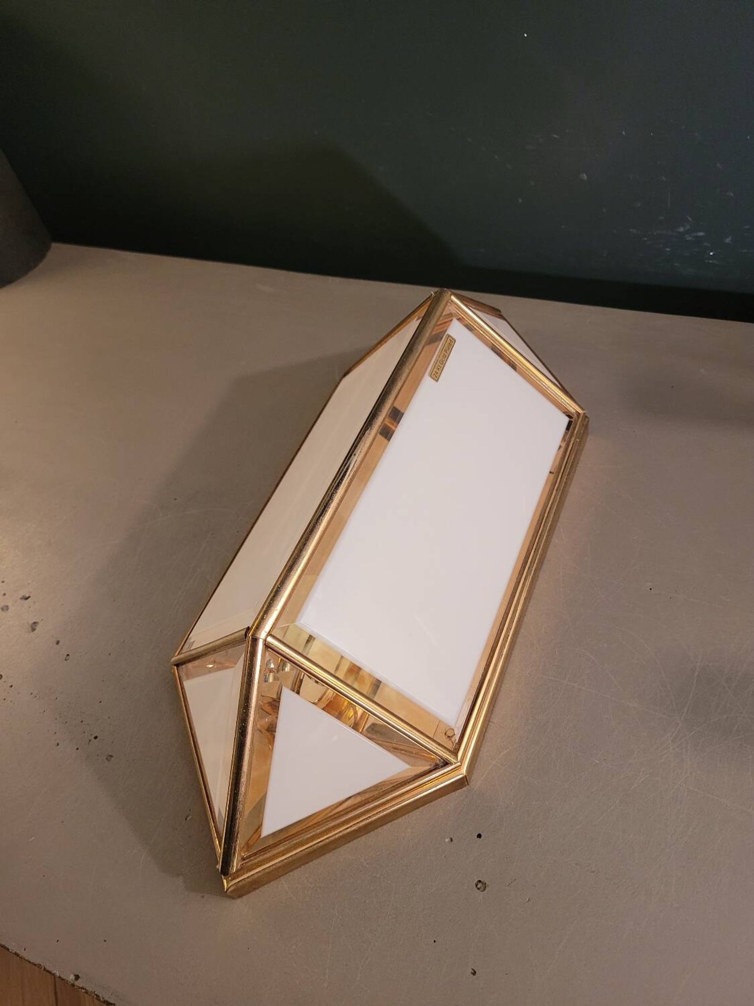 Applique italienne en verre et plaqué or 24 carats