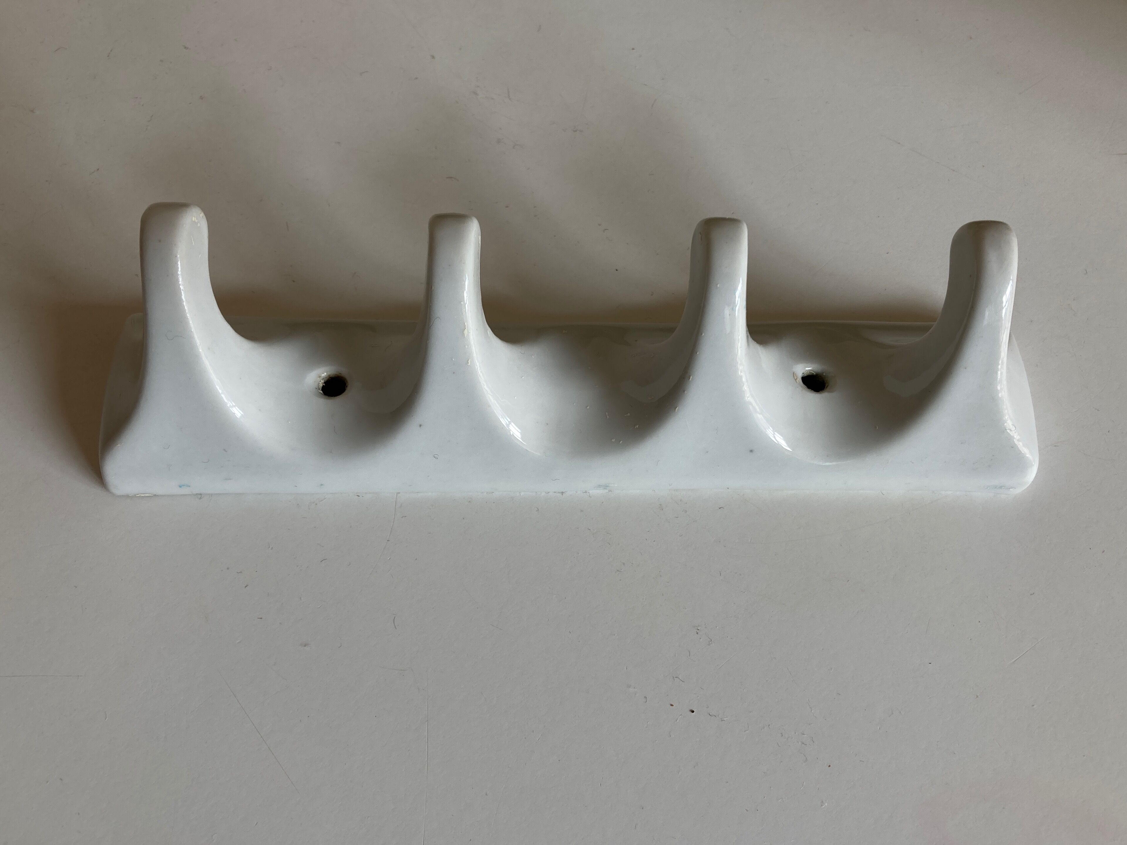 Patère de salle de bain 1950 en céramique blanche