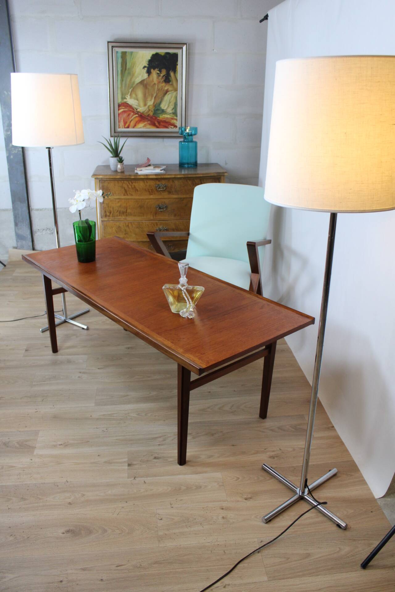 Vintage coffee table 150x60 teak 1960 denmark