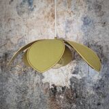 Flower suspension metal structure 6 petals in olive green linen