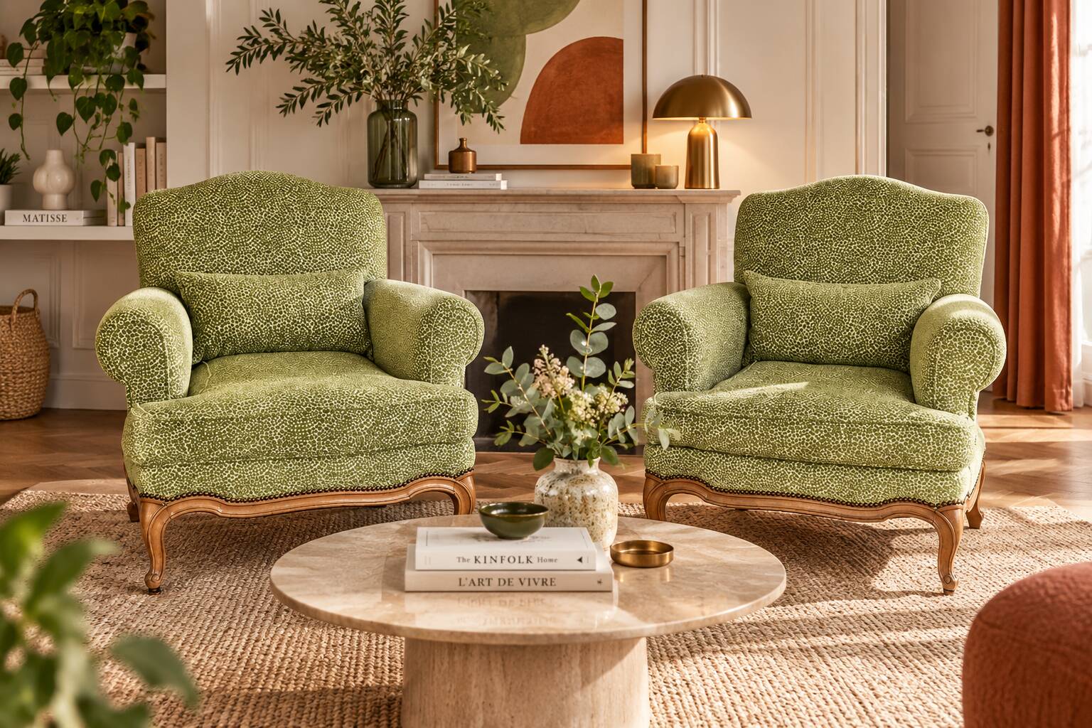 Paire de bergères de style Louis XV relookées
