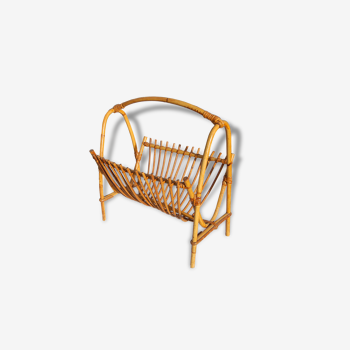 Porte revue rotin osier bambou vintage midcentury 60 70s