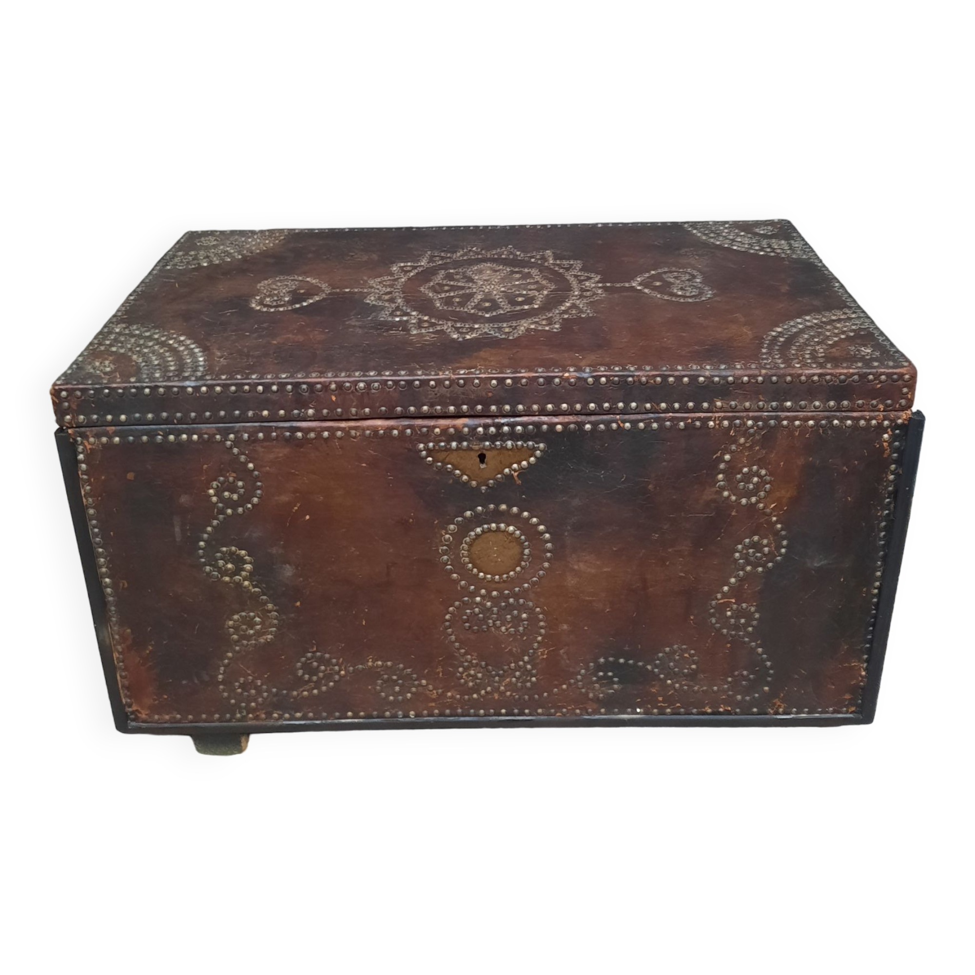 Chest covered with leather and nails