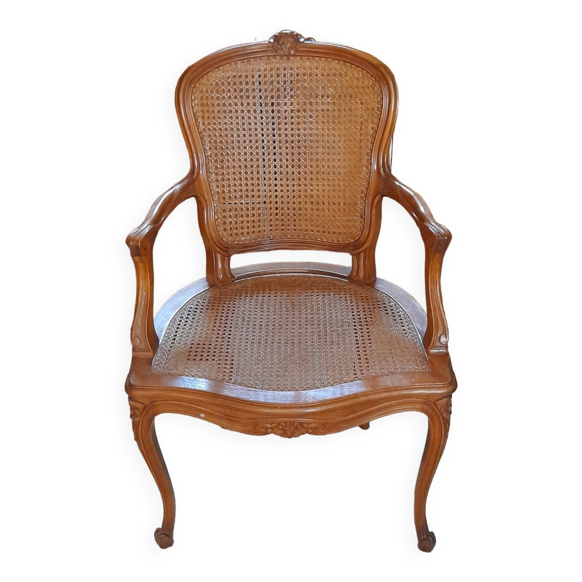 Fauteuil louis XV bois et cannage