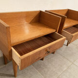 Pair of vintage teak bedside tables from the 60s.