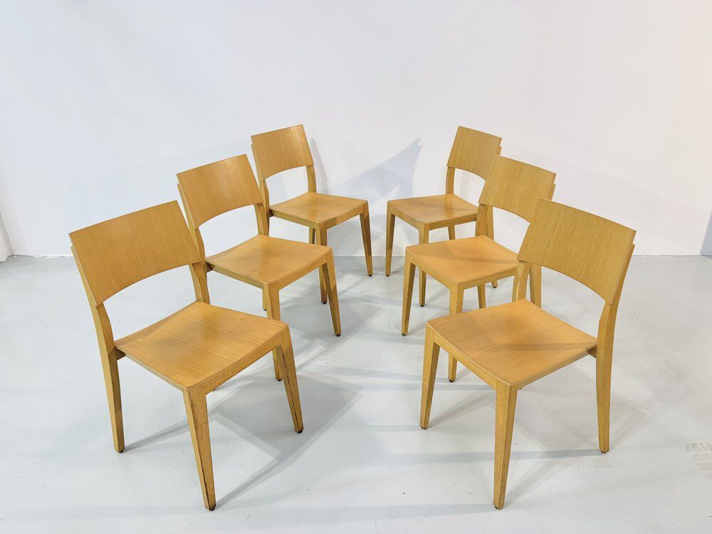 Danish beech dining chairs, 1980s, set of 6