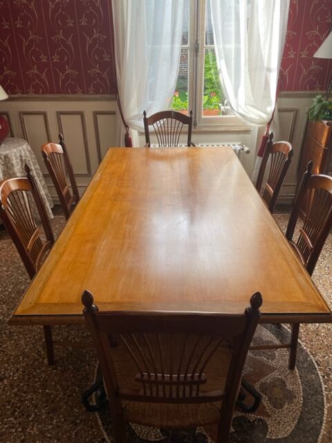 Artisanal Provencal table wrought iron base 4 chairs wreath and two armchairs gerbe Rochebobois