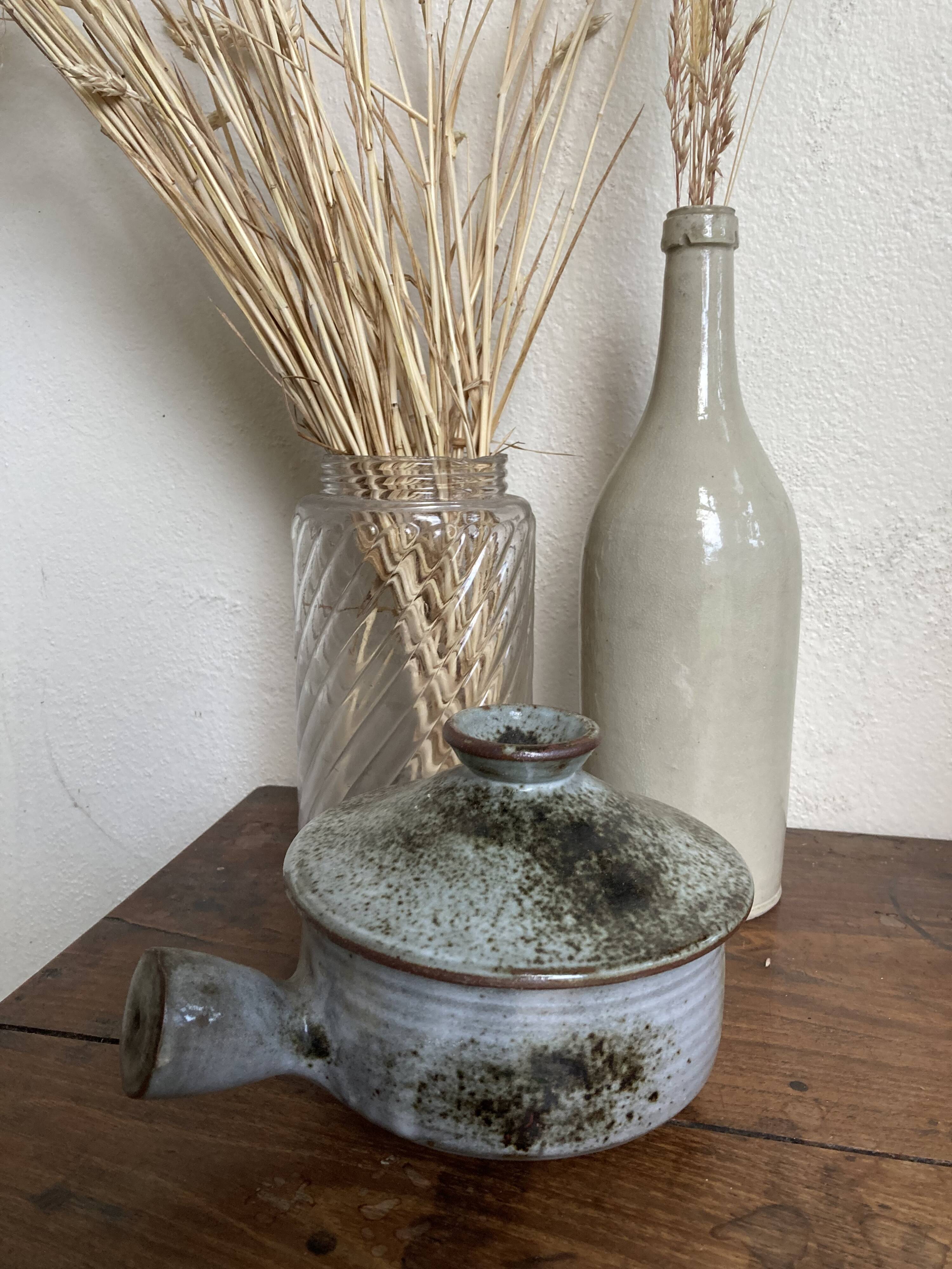 Bonbonnière en grès Acth Thierry / sucrier poêlon vintage