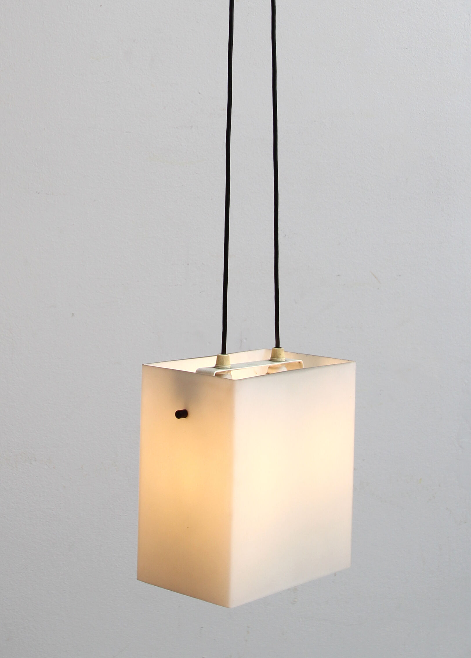 Cubic hanging lamp in opaline, 1960s