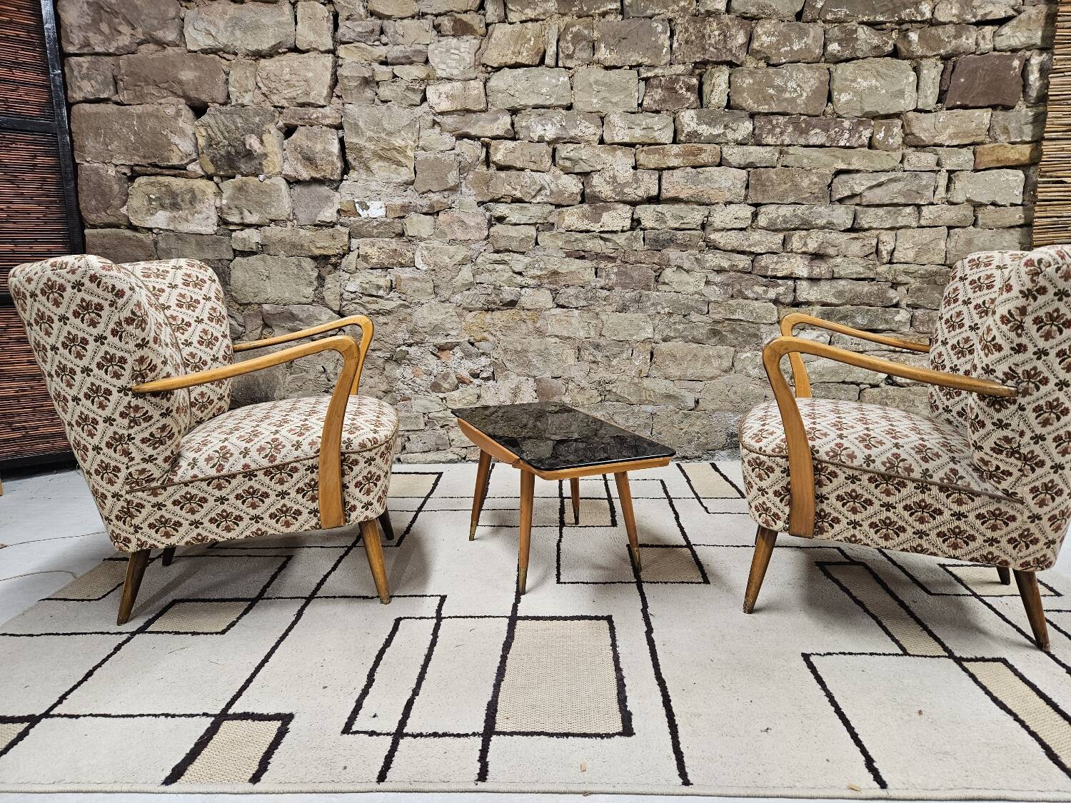 Pair of 1960 flowered armchairs