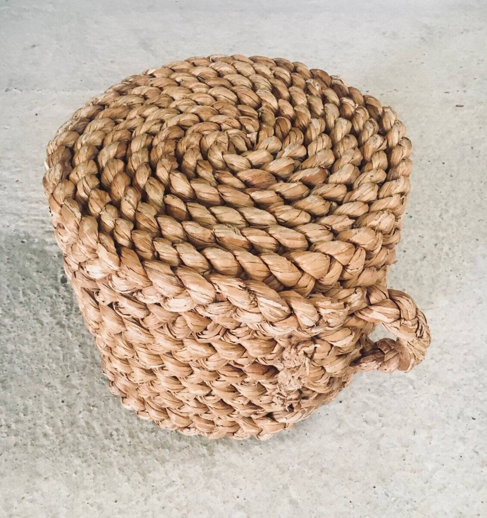 French Mediterranean Low Rope Stool from Audoux Minet, 1940s