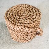 French Mediterranean Low Rope Stool by Audoux Minet, 1940s