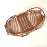 Vintage bamboo rattan wicker basket 1960s country chic