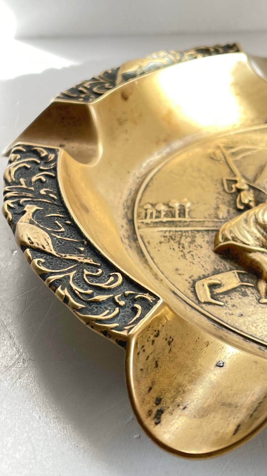 Large Vintage Solid Brass Ashtray