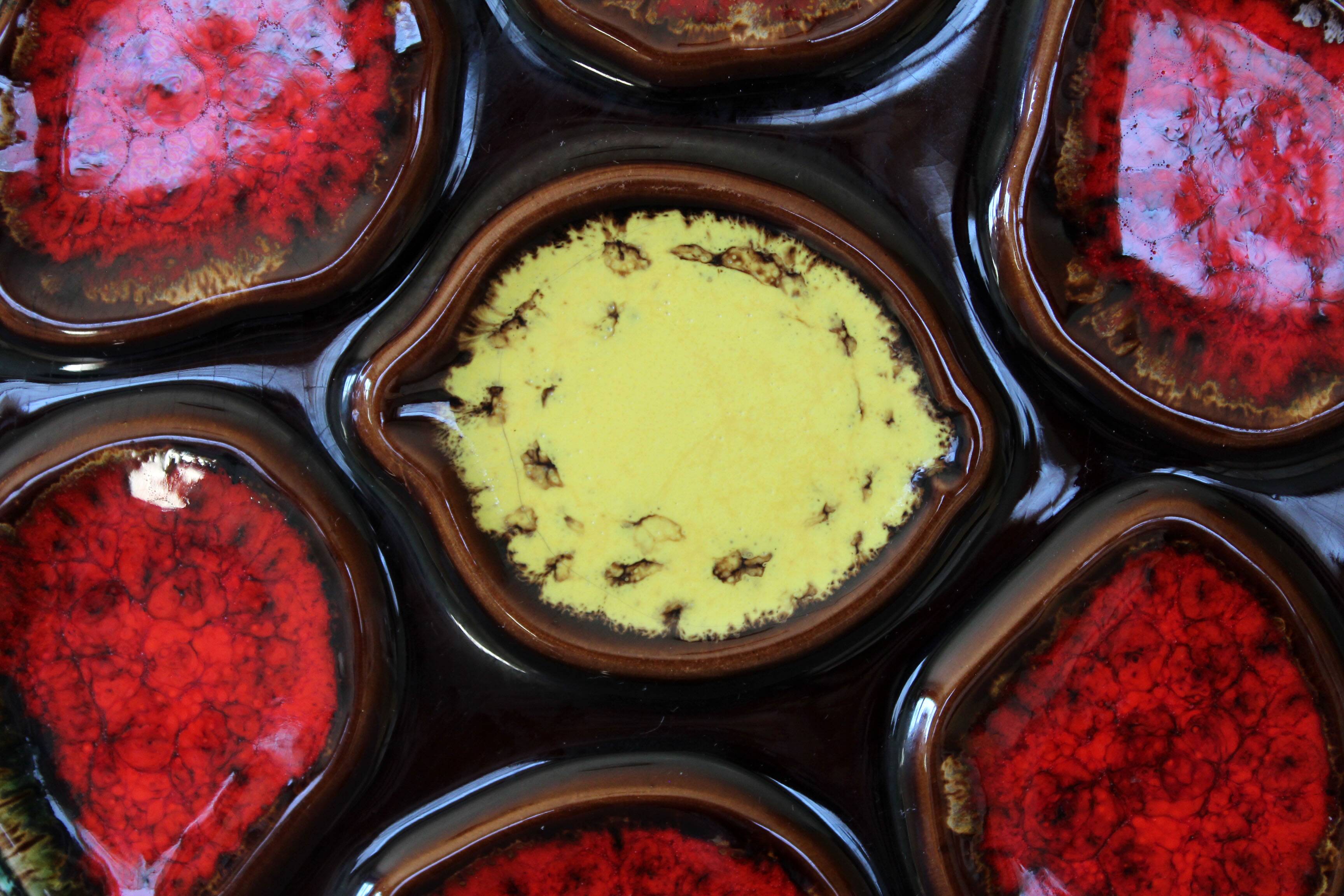 Vintage oyster plate in majolica ceramic, Vallauris style