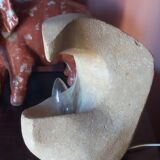 Sculpted stone lamp from the 1970s, signed.