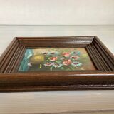 Small flower painting, oil on canvas, signed