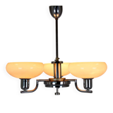 Lustre Art Déco Bauhaus chromé de Napako, ancienne Tchécoslovaquie, 1940
