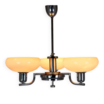 Art Deco Bauhaus Chrome Chandelier from Napako, Former Czechoslovakia, 1940