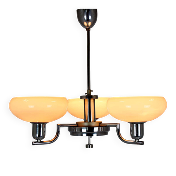 Art Deco Bauhaus Chrome Chandelier from Napako, Former Czechoslovakia, 1940
