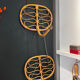 Pair of rattan wall lights
