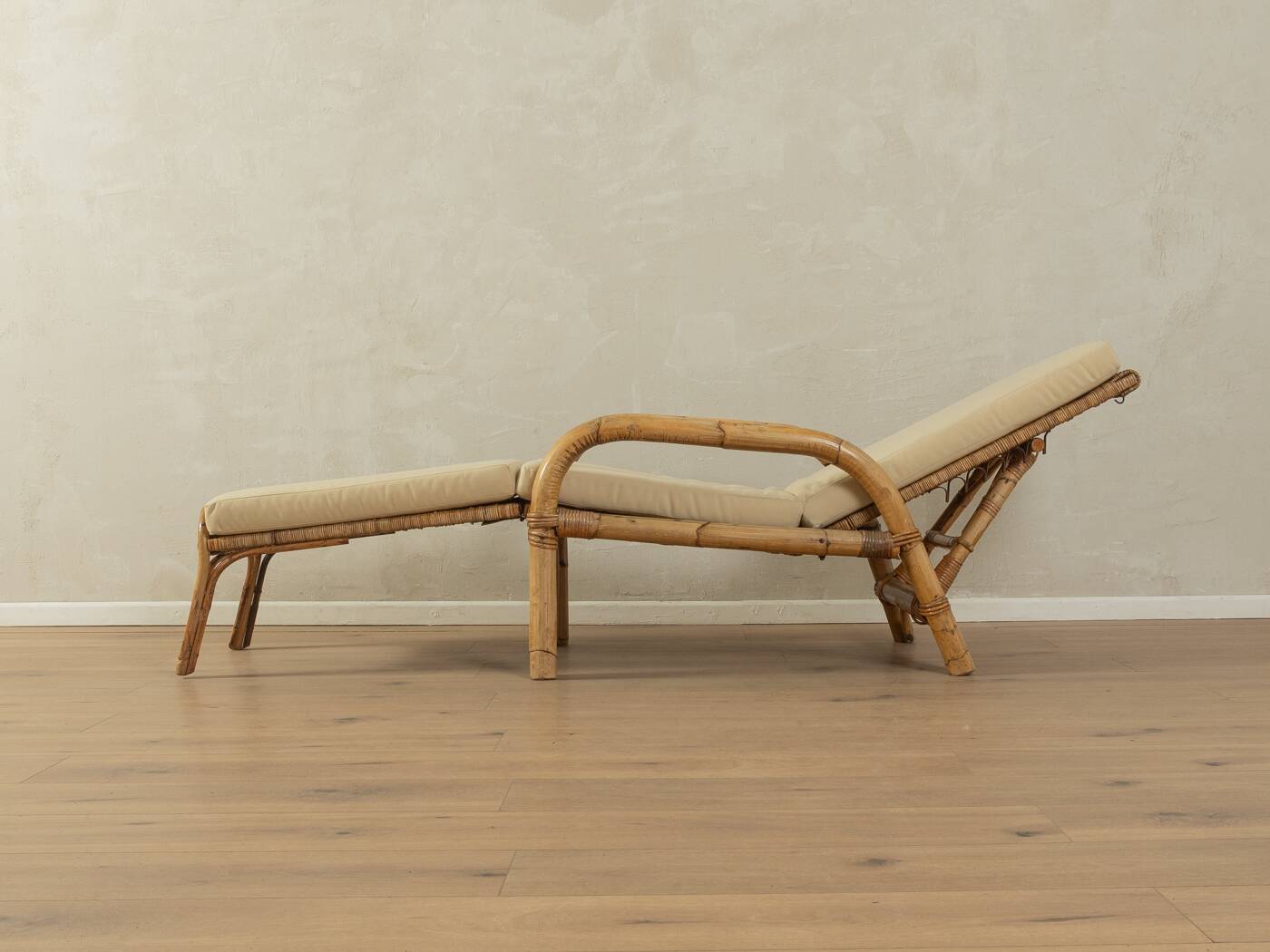 Chaise longue en bambou des années 1960